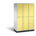 C+P Spind doppelstöckig XL Intro H1950xB1220xT590 Korpus: Lichtgrau Türen: Schwefelgelb 3 Abteile 6 Fächer von C+P