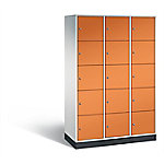 C+P XL-Schließfachschrank Intro H1950xB1220xT490 Korpus: Lichtgrau Türen: Gelborange 3 Abteile 15 Fächer von C+P