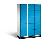 C+P XL-Schließfachschrank Intro H1950xB1220xT490 Korpus: Lichtgrau Türen: Lichtblau 3 Abteile 15 Fächer von C+P