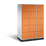 C+P XL-Schließfachschrank Intro H1950xB1220xT590 Korpus: Lichtgrau Türen: Gelborange 3 Abteile 15 Fächer von C+P