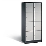 C+P XL-Schließfachschrank Intro H1950xB820xT490 Korpus: Schwarzgrau Türen: Weißaluminium 2 Abteile 8 Fächer von C+P