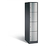 C+P XL-Schließfachschrank Resisto H1950xB396xT640 Korpus: Schwarzgrau Türen: Weißaluminium 1 Abteil 4 Fächer von C+P