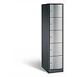 C+P XL-Schließfachschrank Resisto H1950xB396xT640 Korpus: Schwarzgrau Türen: Weißaluminium 1 Abteil 5 Fächer von C+P