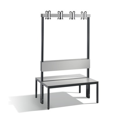 Doppelseitige Garderobenbank HPL Breite 1000mm, ohne Schuhrost von C+p