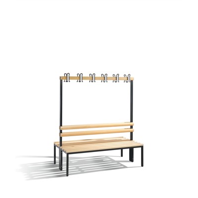 Garderobenbank doppelseitig  Basic, H1650xB1500xT750mm, 7021 von C+p