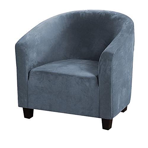 C/N Sesselbezug, dehnbar, aus Samt, Sesselbezug, Cabriolet-Sessel, Sessel, Sessel, Tullsta Chesterfield, elastisch, blau/grau von C/N