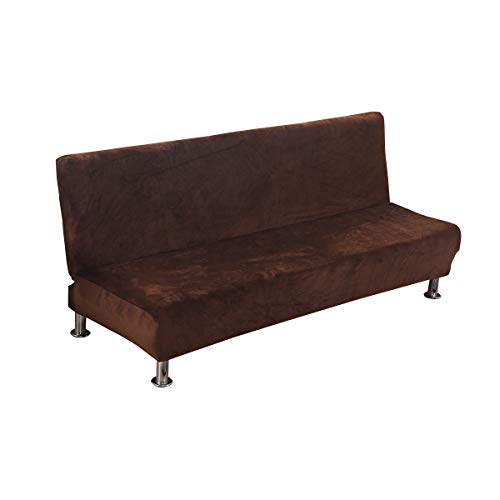 C/N Sofabezug ohne Armlehnen, Samt, Bezug für Klick-Klack-Sofas, 1 / 2 / 3-Sitzer ohne Armlehnen, elastisch, braun von C/N