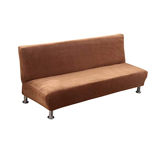 C/N Sofabezug ohne Armlehnen, Samt, Bezug für Klick-Klack-Sofas, 1 / 2 / 3-Sitzer ohne Armlehnen, elastisch, kamelbraun von C/N