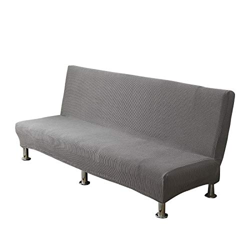 C/N Sofabezug ohne armlehnen Stretch Armlose Sofabezüge Sofahusse Ohne Armlehne 3 sitzer Schlafsofa bezug sofaüberwurf Klappschlafsofa bezug elastisch Hellgrau von C/N