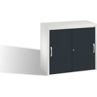 C+P Akten-Sideboard Acurado mit Schiebetüren und Einlegeböden Front Schwarzgrau Korpus Lichtgrau von C + P Möbelsysteme