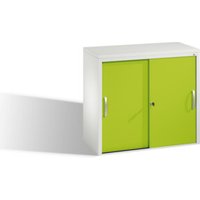 C+P Akten-Sideboard Acurado mit Schiebetüren und Einlegeböden Front Viridingrün Korpus Lichtgrau von C + P Möbelsysteme