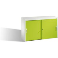 C+P Akten-Sideboard Acurado mit Schiebetüren und Mitteltrennwand Front Viridingrün Korpus Lichtgrau von C + P Möbelsysteme