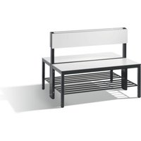 C+P Doppelseitige Sitzbank mit Rückenlehne, Basic Plus, H796xB1000xT760mm, Gestell Schwarzgrau / Dekor Weiß (8060-410) von C + P Möbelsysteme