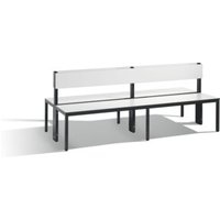 C+P Doppelseitige Sitzbank mit Rückenlehne, Basic Plus, H796xB1960xT760mm, Gestell Schwarzgrau / Dekor Weiß (8062-400) von C + P Möbelsysteme