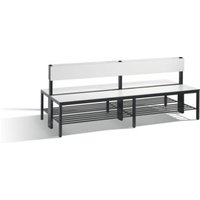 C+P Doppelseitige Sitzbank mit Rückenlehne, Basic Plus, H796xB1960xT760mm, Gestell Schwarzgrau / Dekor Weiß (8062-410) von C + P Möbelsysteme