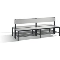 C+P Doppelseitige Sitzbank mit Rückenlehne, Basic Plus, H796xB1960xT760mm, Gestell Schwarzgrau / Dekor Silbergrau (8062-410) von C + P Möbelsysteme