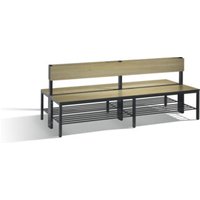 C+P Doppelseitige Sitzbank mit Rückenlehne, Basic Plus, H796xB1960xT760mm, Gestell Schwarzgrau / Dekor Eiche Sereno (8062-410) von C + P Möbelsysteme