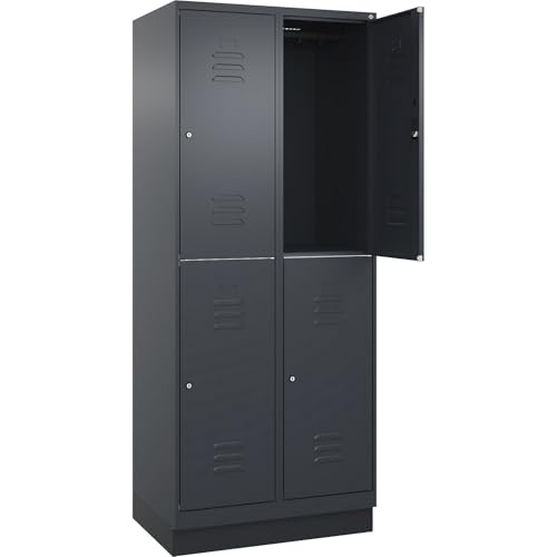 C+P | Doppelstock-Spind Classic Plus | 2 Abteile | grau | HxB 1950 x 800 mm | mit Bodensockel | Zylinderschloss von C + P Möbelsysteme