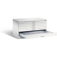 C+P Flachablageschrank Serie 7100_7200, H760xB1350xT960mm, Front Lichtgrau, Korpus Lichtgrau (7201-200) von C + P Möbelsysteme