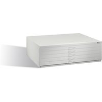 C+P Flachablageschrank für Formate bis DIN A0, 5 Schubladen, H420xB1350xT960mm Front Lichtgrau Korpus Lichtgrau von C + P Möbelsysteme