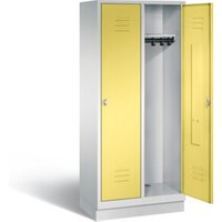 C+P Garderobenschrank Classic, H1800xB810xT500mm, Front Schwefelgelb, Korpus Lichtgrau (8020-22) von C + P Möbelsysteme