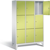 C+P Garderobenschrank Classic, H1850xB1200xT500mm, Front Viridingrün, Korpus Lichtgrau (8010-323) von C + P Möbelsysteme