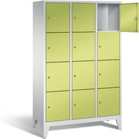 C+P Garderobenschrank Classic, H1850xB1200xT500mm, Front Viridingrün, Korpus Lichtgrau (8010-324) von C + P Möbelsysteme