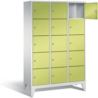 C+P Garderobenschrank Classic, H1850xB1200xT500mm, Front Viridingrün, Korpus Lichtgrau (8010-325) von C + P Möbelsysteme