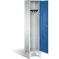 C+P Garderobenschrank Classic, H1850xB420xT500mm, Front Enzianblau, Korpus Lichtgrau (8010-12) von C + P Möbelsysteme