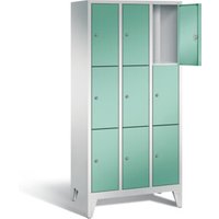 C+P Garderobenschrank Classic, H1850xB900xT500mm, Front Lichtgrün, Korpus Lichtgrau (8010-303) von C + P Möbelsysteme