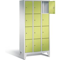 C+P Garderobenschrank Classic, H1850xB900xT500mm, Front Viridingrün, Korpus Lichtgrau (8010-304) von C + P Möbelsysteme