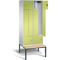 C+P Garderobenschrank Classic, H2090xB820xT510mm, Front Viridingrün, Korpus Lichtgrau, Gestell Schwarzgrau (8153-224) von C + P Möbelsysteme