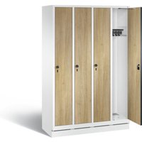 C+P Garderobenschrank Evolo, H1800xB1190xT500mm, Front Dekor Eiche Sereno, Korpus Verkehrsweiß (48020-40) von C + P Möbelsysteme