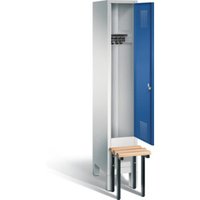 C+P Garderobenschrank Evolo, H1850xB320xT815mm, Front Enzianblau, Korpus Lichtgrau, Gestell Schwarzgrau (48030-10) von C + P Möbelsysteme