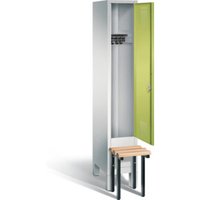 C+P Garderobenschrank Evolo, H1850xB320xT815mm, Front Viridingrün, Korpus Lichtgrau, Gestell Schwarzgrau (48030-10) von C + P Möbelsysteme