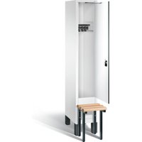 C+P Garderobenschrank Evolo, H1850xB320xT815mm, Front Dekor Weiß, Korpus Verkehrsweiß, Gestell Schwarzgrau (48030-10) von C + P Möbelsysteme