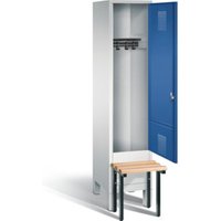 C+P Garderobenschrank Evolo, H1850xB420xT815mm, Front Enzianblau, Korpus Lichtgrau, Gestell Schwarzgrau (48030-12) von C + P Möbelsysteme