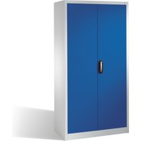 C+P Magazinschrank mit 4 Böden zur Aufnahme von Sichtlagerkästen, H1980xB1000xT420mm Front Enzianblau Korpus Lichtgrau von C + P Möbelsysteme