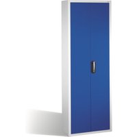 C+P Magazinschrank mit 9 Böden zur Aufnahme von Sichtlagerkästen, H1980xB700xT300mm Front Enzianblau Korpus Lichtgrau von C + P Möbelsysteme