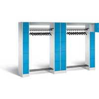 C+P Offene Garderobe Serie 8070, H1950xB2840xT480mm, Front Lichtblau, Korpus Lichtgrau (80730-20) von C + P Möbelsysteme