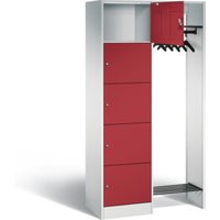 C+P Offene Garderobe Serie 8070, H1950xB960xT480mm, Front Rubinrot, Korpus Lichtgrau (82700-00) von C + P Möbelsysteme