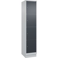 C+P Schließfachschrank Classic PLUS, Sockel, 1 Abteil, 1950x400x500mm, 7035/7016 Innenhöhe Gefach oben (oberes 453 mm Front RAL 7016 Anthrazitgrau von C + P Möbelsysteme