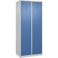 C+P Spind Classic PLUS, 2 Abteile, 1850x800x500mm, 7035/5023 Verschluss Zylinderschloss 4 Garderobenhaken Trennwand mittig von C + P Möbelsysteme