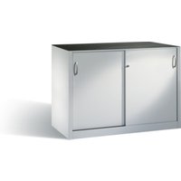 C+P Werkzeug-Beistellschrank mit Schiebetüren, innen 2 x 1 Boden, H1000xB1600xT500mm Front Lichtgrau Korpus Lichtgrau von C + P Möbelsysteme