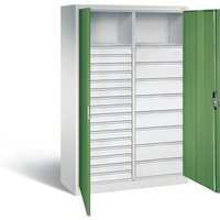 C+P Werkzeugschrank Acurado, H1950xB1200xT500mm, Front Resedagrün, Korpus Lichtgrau (8931-303) von C + P Möbelsysteme