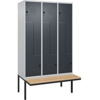 C+P Z-Spind Classic PLUS, Bank, 6 Fächer, 2120x1200x815mm, 7035/7016 Verschluss Sicherheits-Drehriegel Sitzbanktyp auskragend Material Sitzfläche Buche-Hartholz von C + P Möbelsysteme