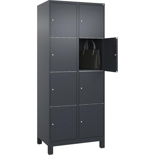 C + P Möbelsysteme C+P | 4er-Schließfachschrank Classic Plus | 2 Abteile | grau | B 800 mm | 8 Fächer | mit Füßen von C + P Möbelsysteme