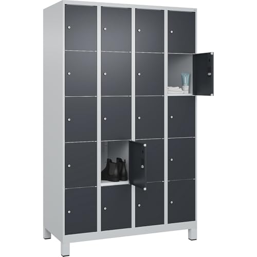 C + P Möbelsysteme C+P | 5er-Schließfachschrank Classic Plus | 4 Abteile | lichtgrau/grau | B 1200 mm | 20 Fächer | mit Füßen C + P Möbelsysteme C+P | 5er-Schließfachschrank Classic Plus | 4 Abteile | lichtgrau/grau | B 1200 mm | 20 Fächer | mit Füßen von C + P Möbelsysteme