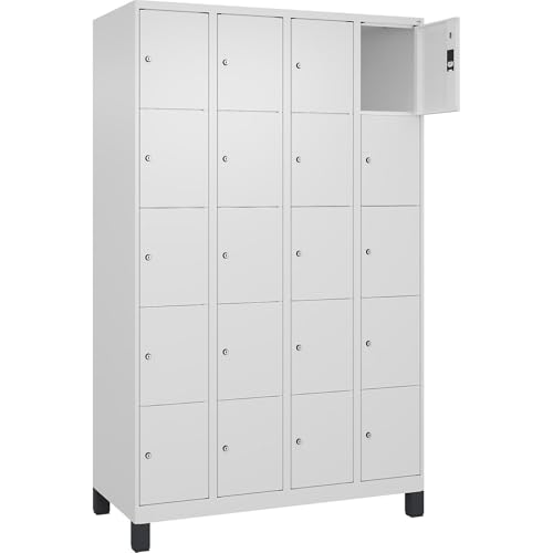 C + P Möbelsysteme C+P | 5er-Schließfachschrank Classic Plus | 4 Abteile | verkehrsweiß | B 1200 mm | 20 Fächer | mit Füßen von C + P Möbelsysteme