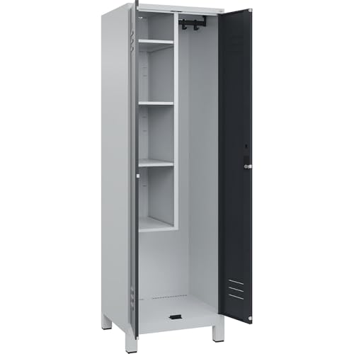 C + P Möbelsysteme C+P | Putzmittelspind Classic Plus | 1 Abteil | Trennwand mittig | verkürzt | lichtgrau/grau | B 600 mm | mit Füßen | Zylinderschloss C + P Möbelsysteme C+P | Putzmittelspind Classic Plus | 1 Abteil | Trennwand mittig | verkürzt | lichtgrau/grau | B 600 mm | mit Füßen | Zylinderschloss von C + P Möbelsysteme